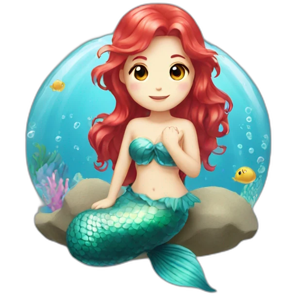 red haired cute kawaii mermaid emoji