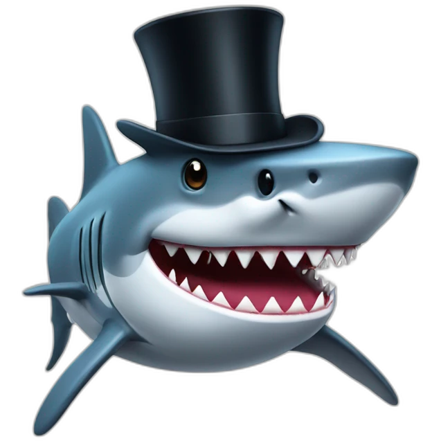Shark with a top hat emoji