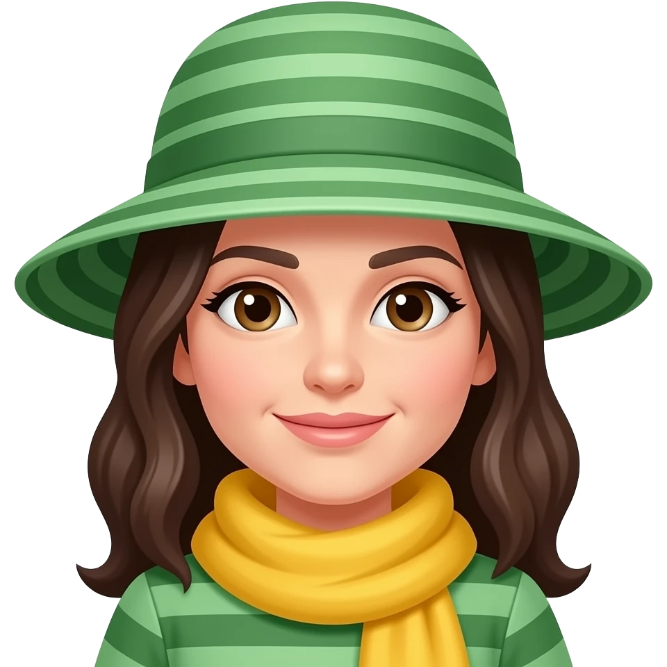woman with green Striped Hat and yellow Scarf emoji