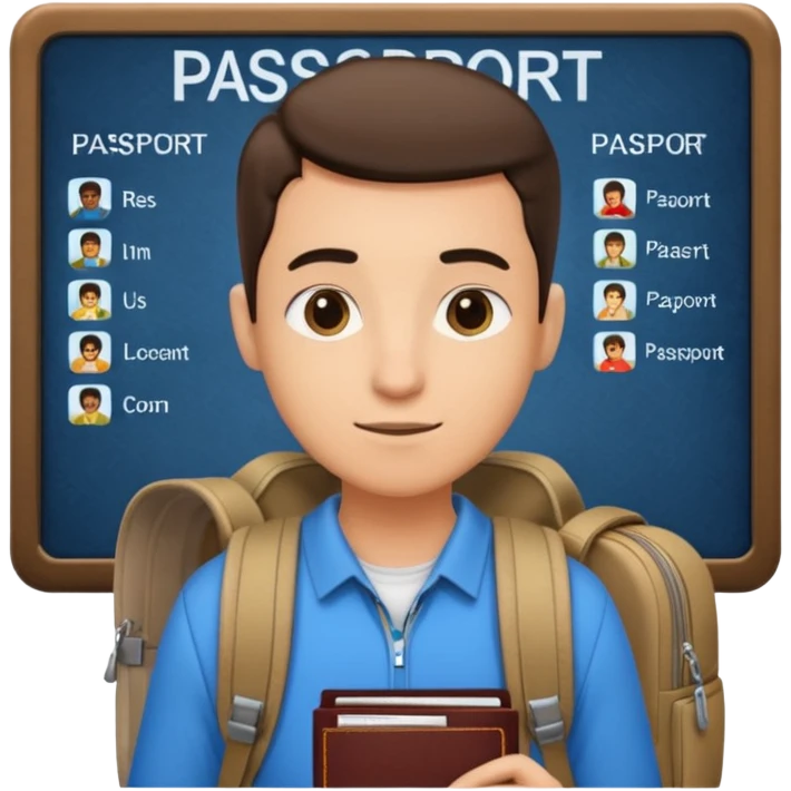 Traveler character with Looking toward a departure board  emoji