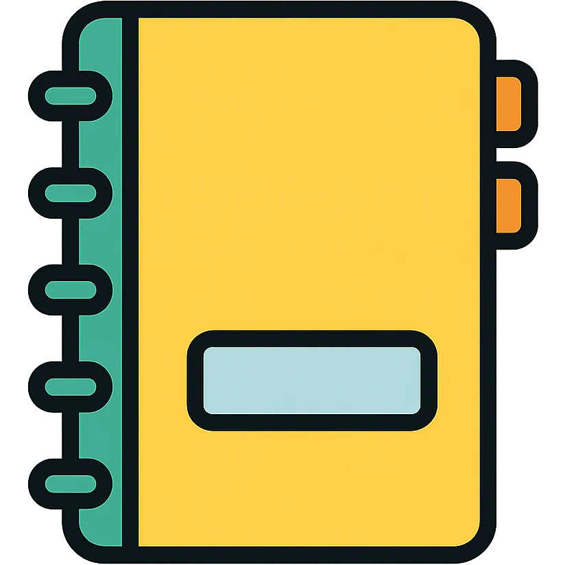 notebook icon with color outline and black outlines emoji
