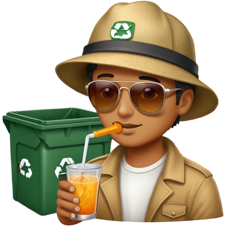 Man sipping a drink while a dumpster is on fire in the background emoji