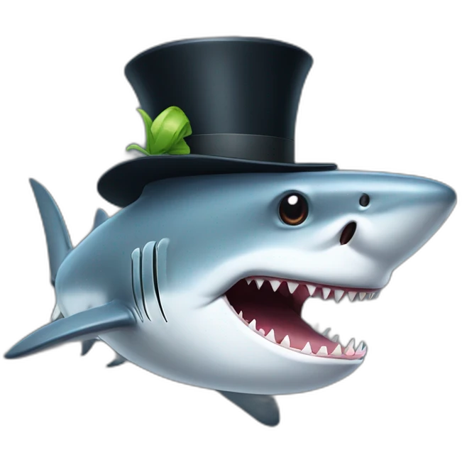 Shark with a top hat emoji