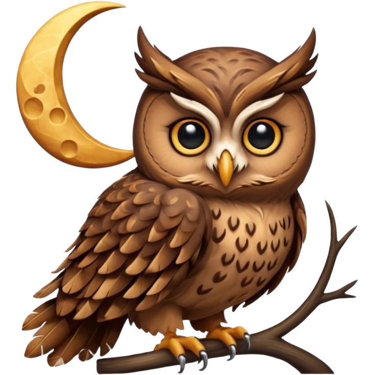 Owl holding a crescent moon emoji