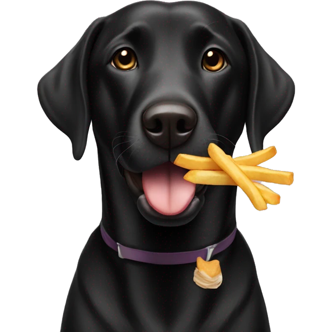 Black lab eating French fries emoji