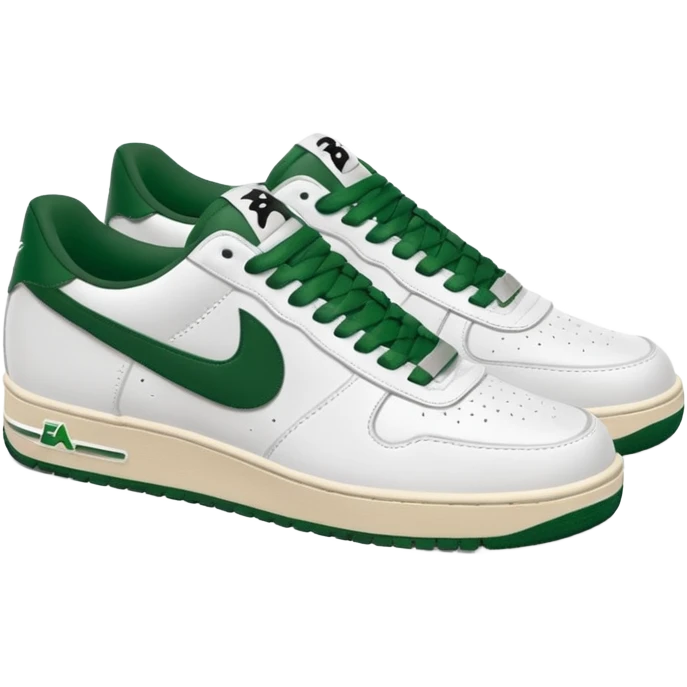 Сделай кроссовки BAPE STA белые с темно-зелеными шнурками и свушем emoji
