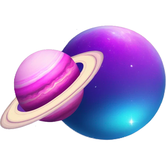 sparkly glittery blue purple and pink gradient planet with a cheesy saturn ring emoji