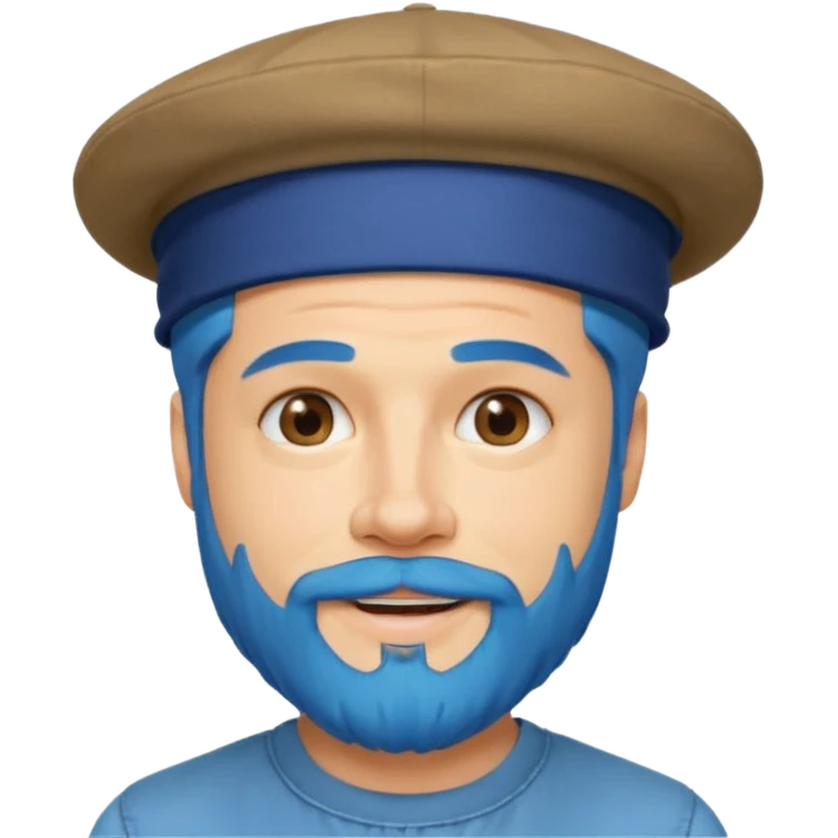 brad pitt, blue hair, hat, beard emoji