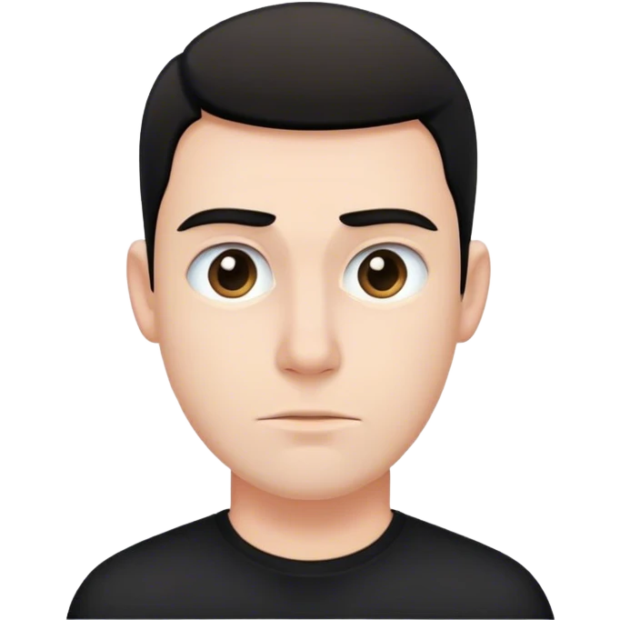 Straight faced man in black shirt emoji
