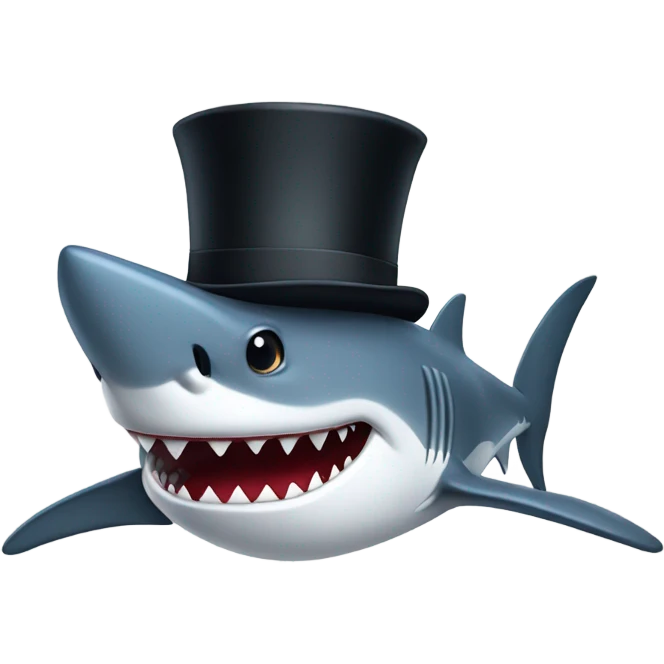 shark wearing top hat emoji