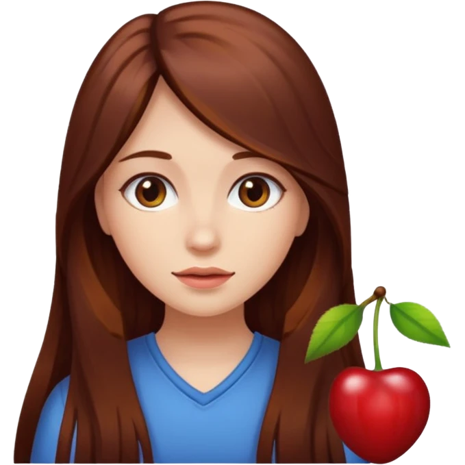 long hair girl with cherry brown color hair emoji
