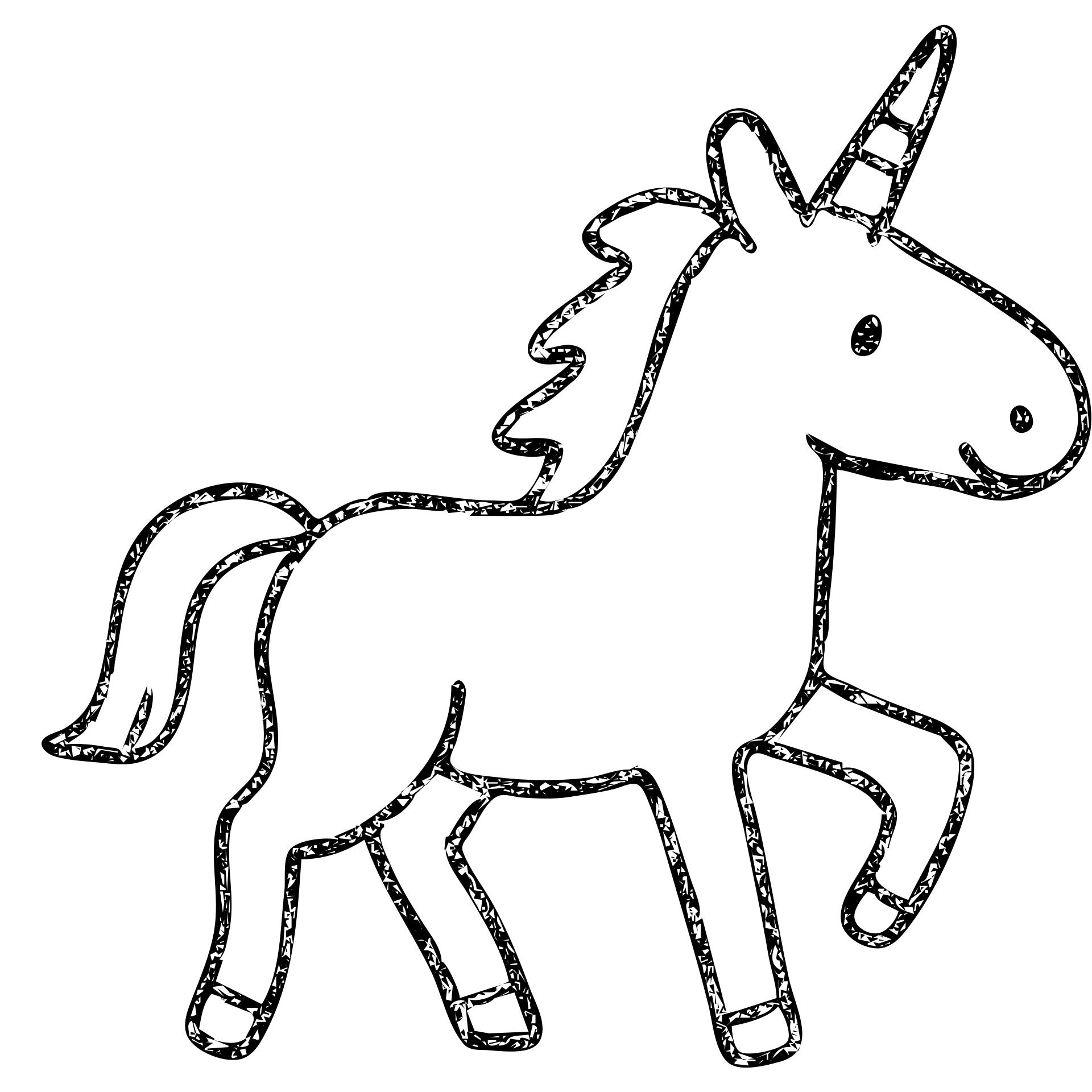 minimalist hand-drawn black unicorn icon emoji