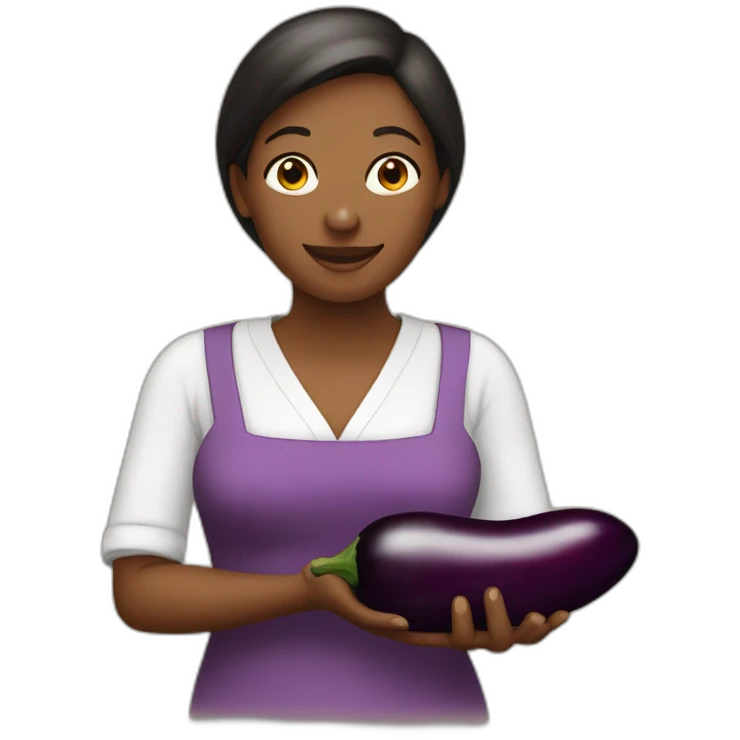 Lady holding a aubergine in each hand emoji