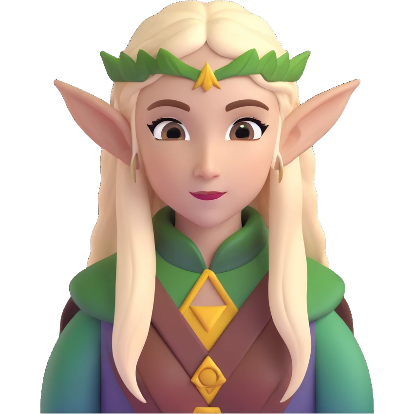 female elf with long hair and pointed ears emoji