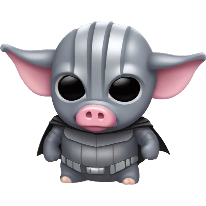 Lavender gray Pig darth Vader mask face pig armadillo trotting darth Vader fanned tail feathered tail pig armadillo darth Vader face emoji