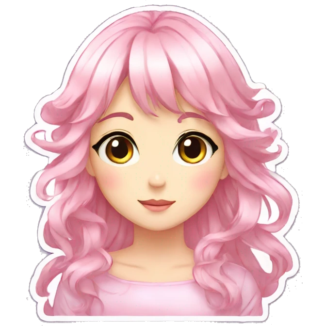 Shiny gorgeous beautiful blushing anime pastel lady sticker emoji