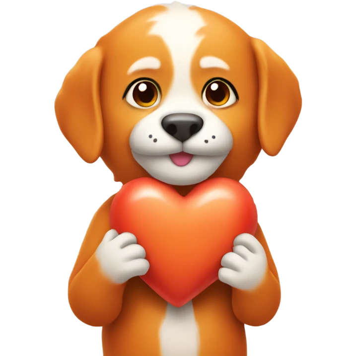 Cute orangatan holding heart emoji
