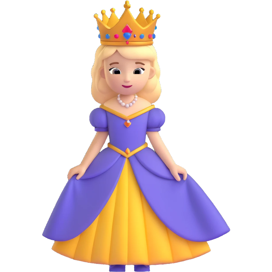 princess with crown and royal dress emoji