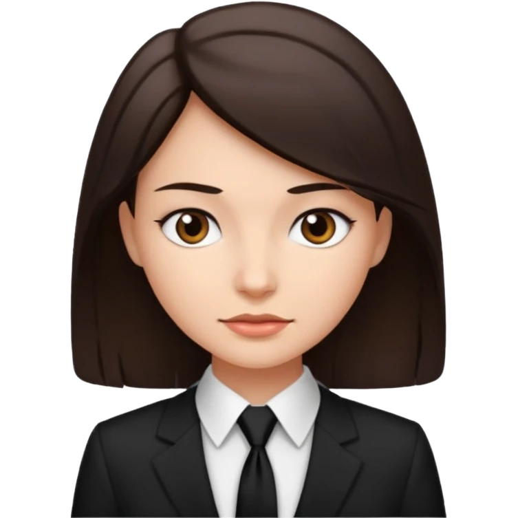 Mujer de pelo cafe oscuro y tez blanca, con camisa blanca y corbata/pañoleta negra emoji
