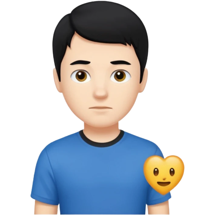 the bust of a white boy, black haired with a blue T-shirt, I want only his bust emoji