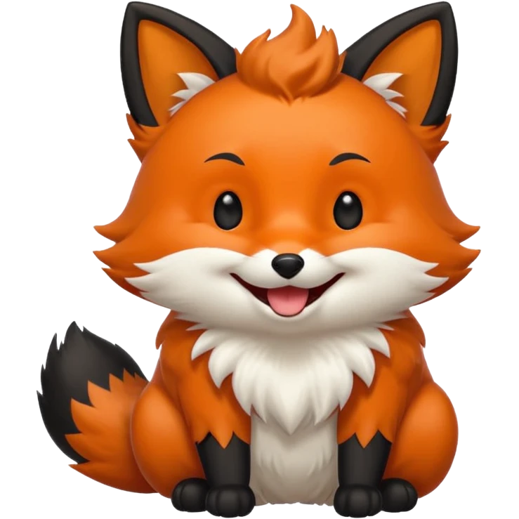 Floofy the Creampuff fox blackish away laughing, chubby. Black paws orange color emoji