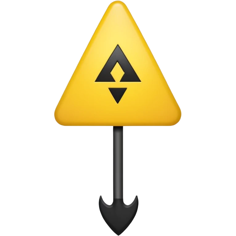 Hace una imagen con un triángulo amarillo y que adentro tenga una flecha apuntando a la izquierda que la flecha este adentro y que sea negra emoji