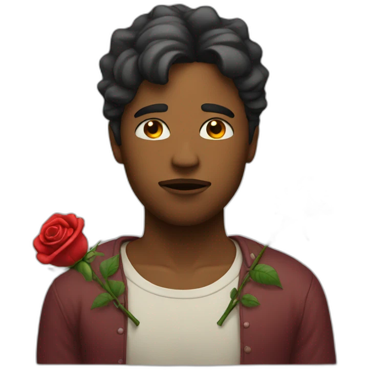 Sad enjoy with a rose on head emoji