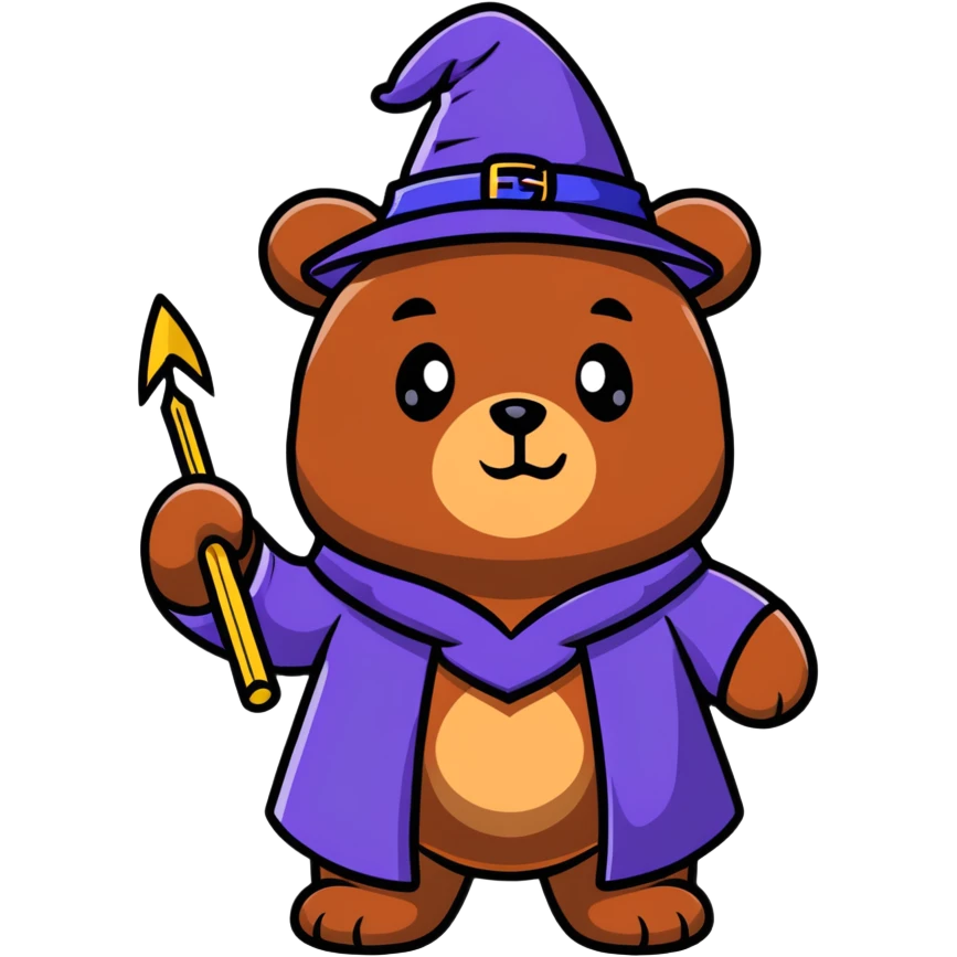bear wizard cartoon sticker emoji