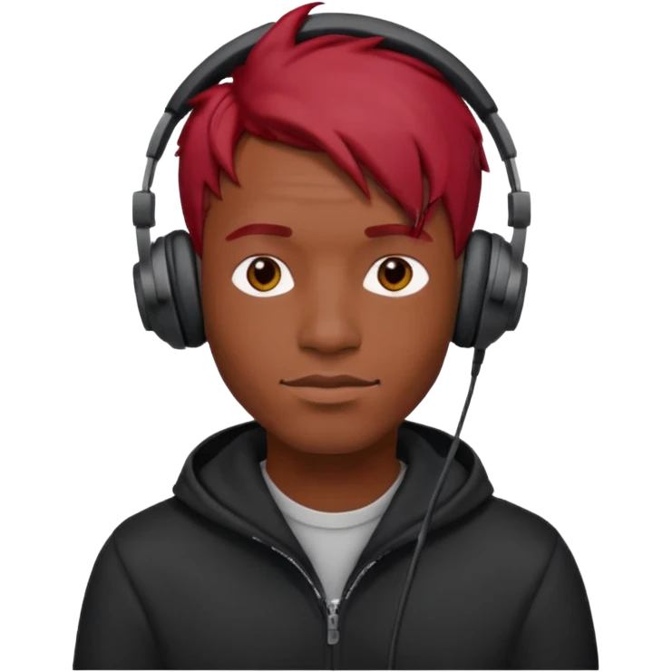 black man red head with headphone emoji