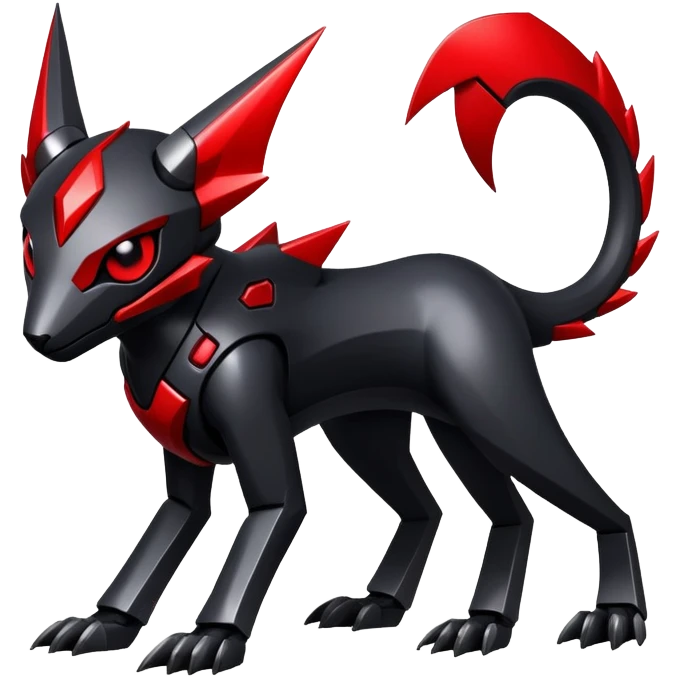 Modern futuristic black dark fakemon-creature with red accents emoji