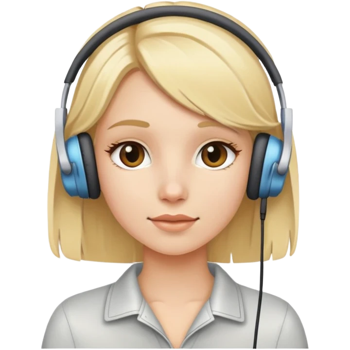 blonde girl with earphones emoji