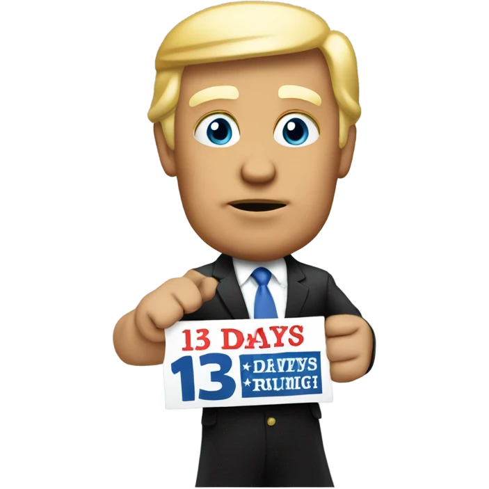 Trump holding sign saying 13 days emoji