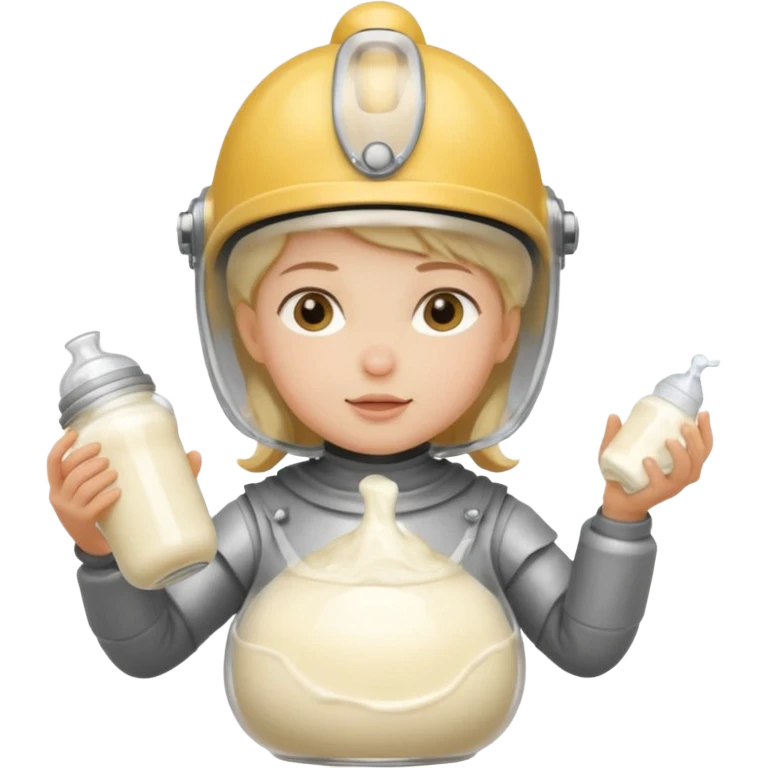 Un biberon avec du lait chaud et Jeanne d’arc qui flotte dedans  emoji