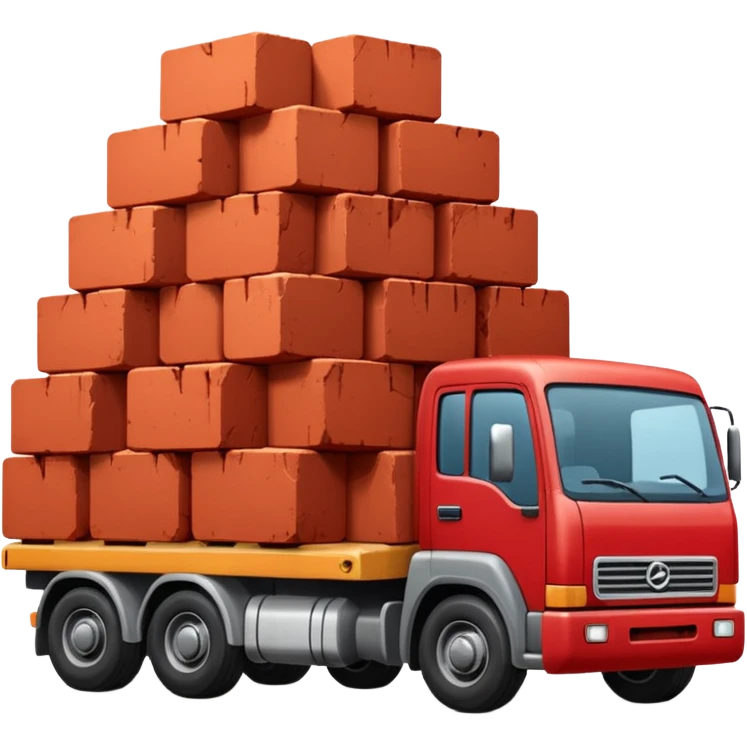 A truck with a huge amount of bricks emoji