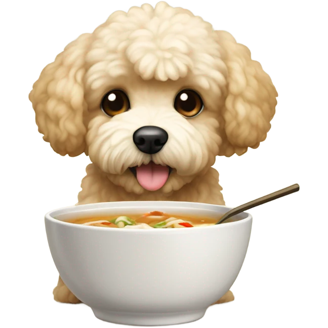 maltipoo eating miso soup emoji