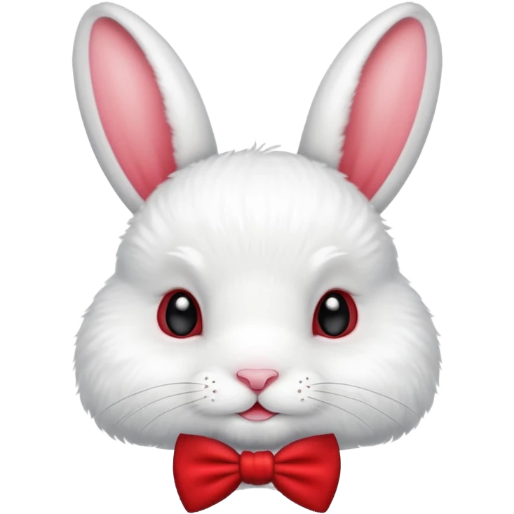 Cute white bunny wearing red bow tie emoji