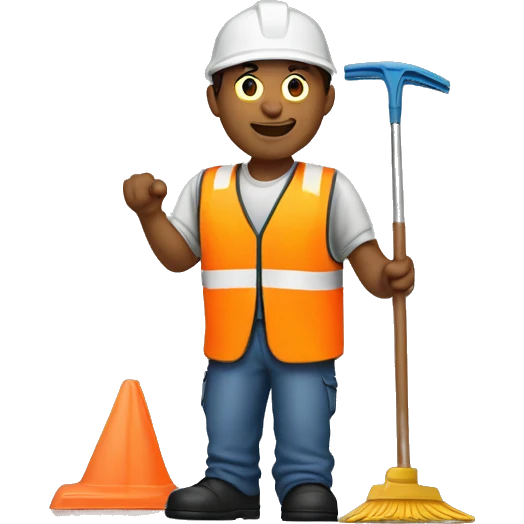 man wearing safety vest sweeping emoji