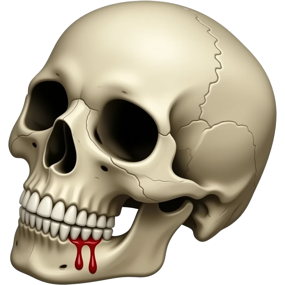 I want a skull emoji bleeding so bad but also smiling creepily with its head slanted emoji
