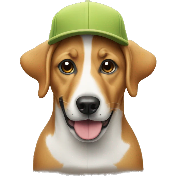 Apple Dog emoji in five-panel hat emoji