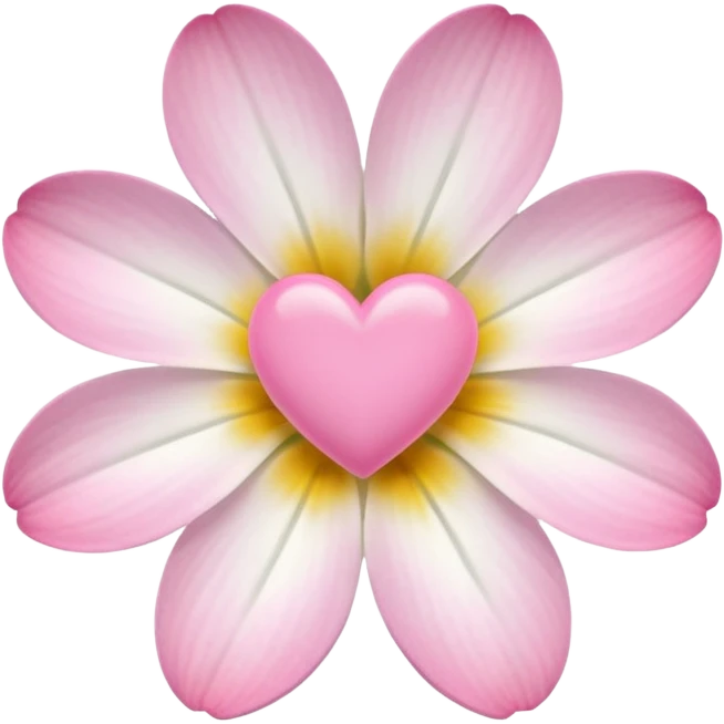 clear white flower with mini pink heart center  emoji