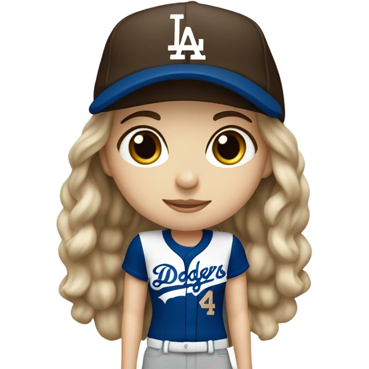 White Dodgers Girl with dark brown hair  emoji