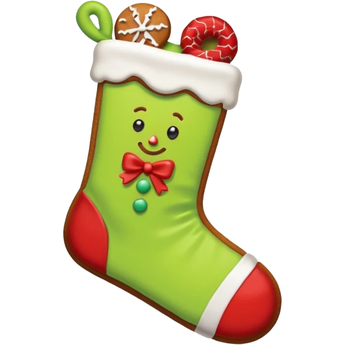 gingerbread cookie in chritmast sock shape emoji