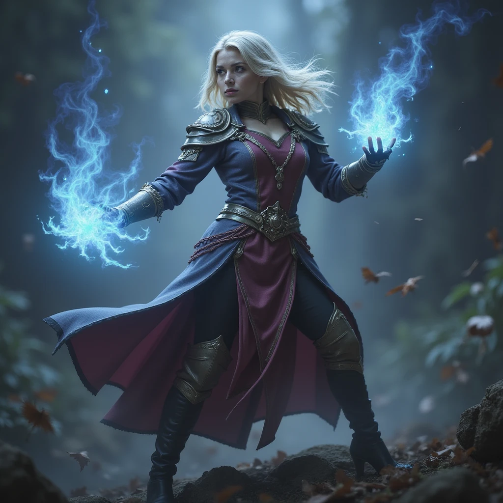realistic fantasy style magical League of Legends character casting a spell emoji