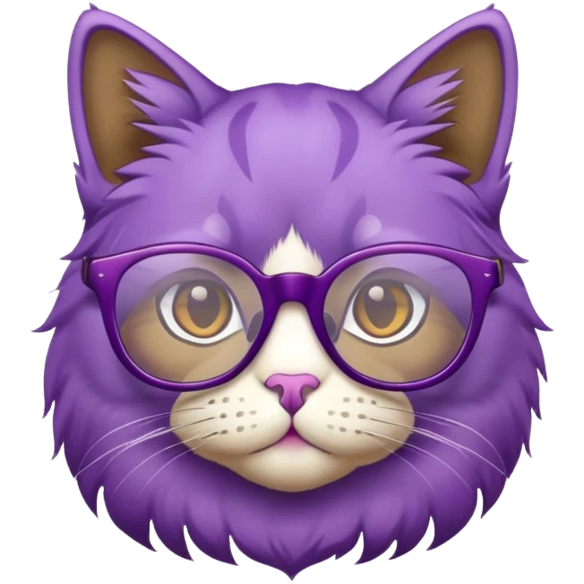 purple cat wearing glasses emoji