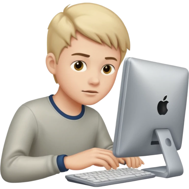 boy working on computer emoji