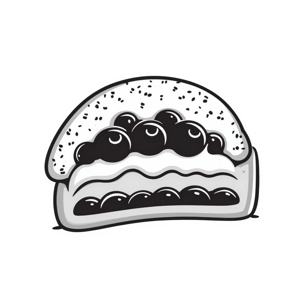 blueberry pastry, hand drawn, sketch style emoji