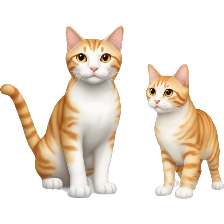 White and orange tabby next to cream tabby full body emoji
