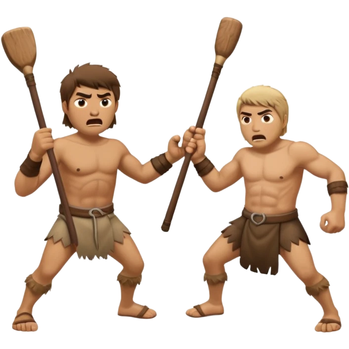 fight between two stone age  man  emoji