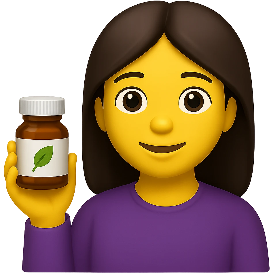 DONNA STILE EMOJI IPHONE DI UNA DONNA CON BOCCETTA DI INTEGRATORE IN MANO, 4K emoji