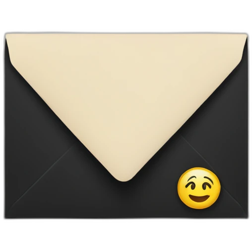 Black color envelope with stamp emoji